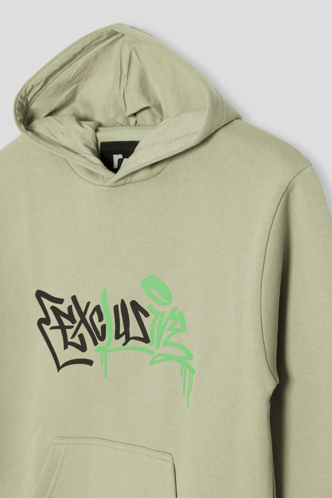 Pistacjowa bluza dresowa z kapturem i nadrukiem