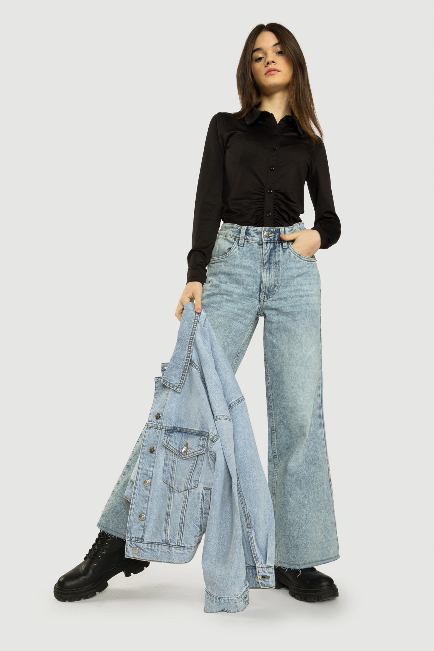 Niebieskie jeansy dziewczęce WIDE LEG | Reporter 