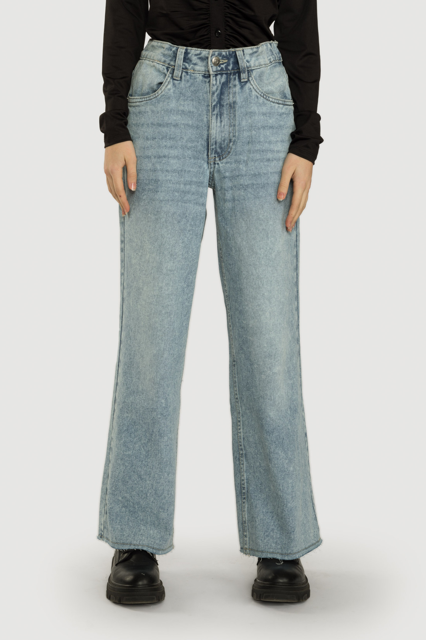 Niebieskie jeansy dziewczęce WIDE LEG | Reporter 