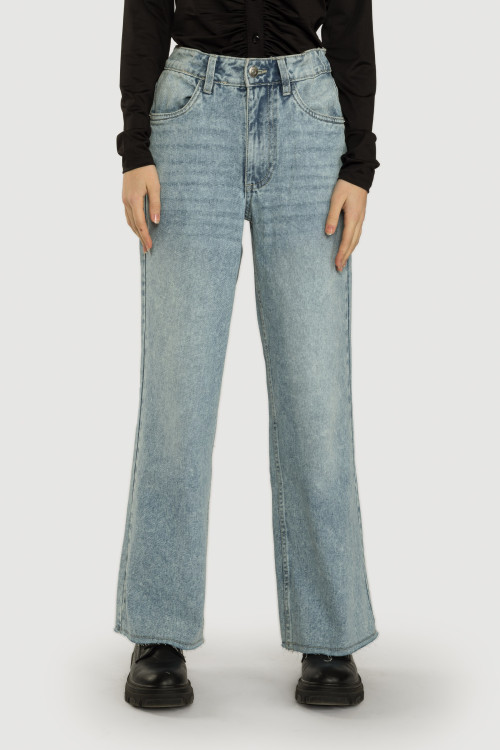 Niebieskie jeansy dziewczęce WIDE LEG | Reporter 