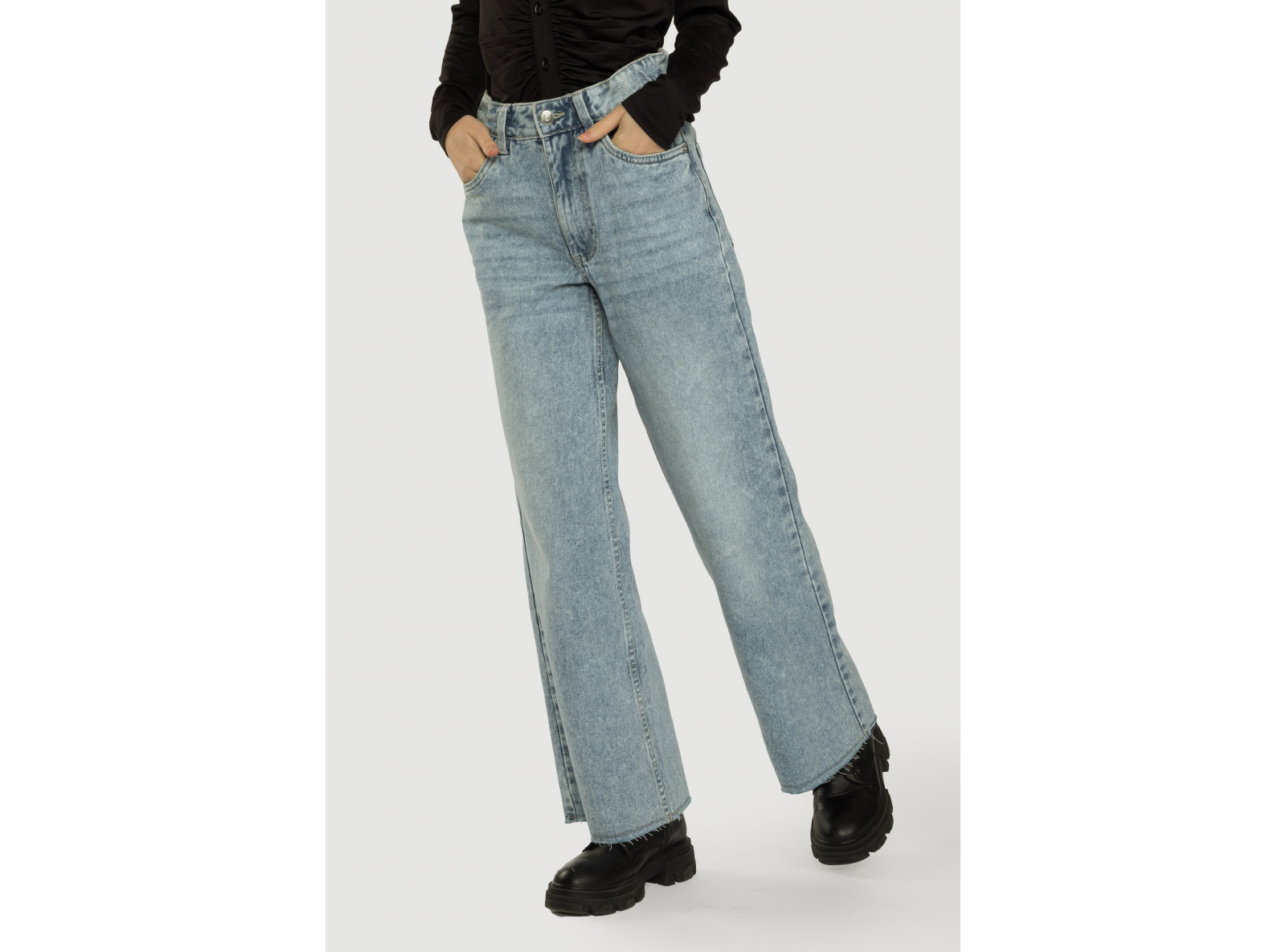 Niebieskie jeansy dziewczęce WIDE LEG | Reporter 