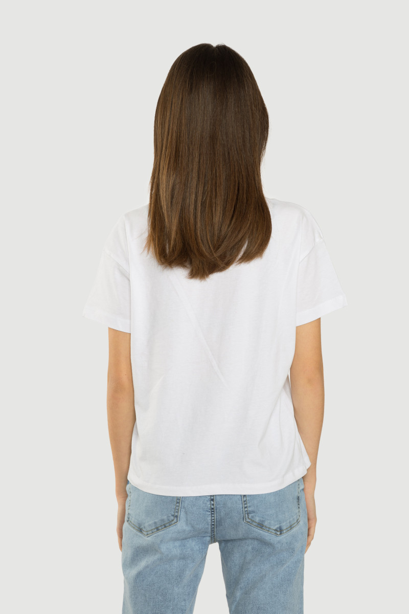 Biały T-shirt z kolorowym nadrukiem