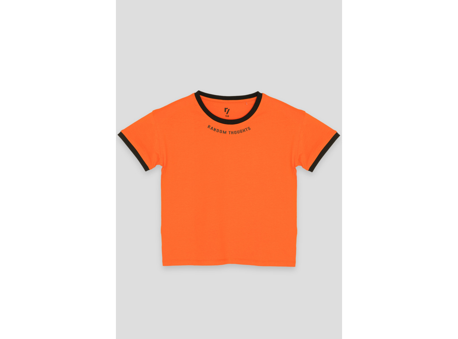 Pomarańczowy T-shirt z ozdobną lamówką