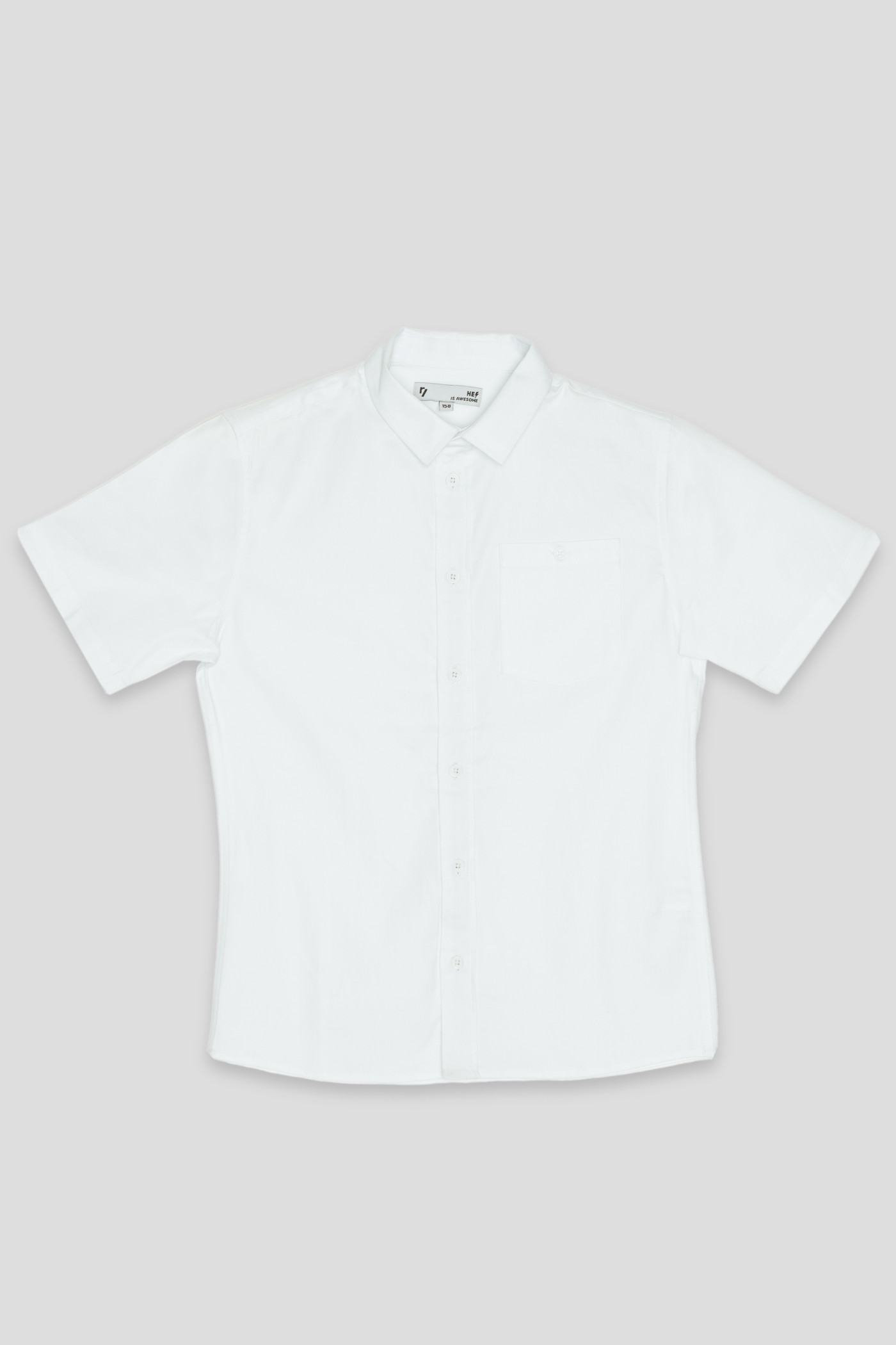 Biała koszula z krótkim rękawem i kieszonką