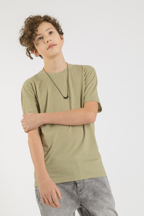 Oliwkowy gładki t-shirt