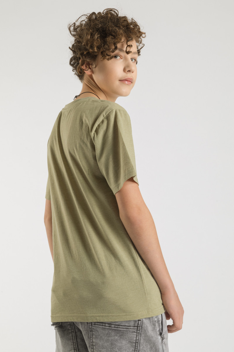 Oliwkowy gładki t-shirt