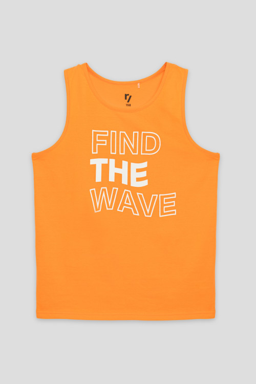 Pomarańczowy t-shirt bez rękawów FIND THE WAVE