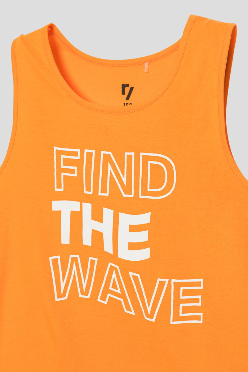 Pomarańczowy t-shirt bez rękawów FIND THE WAVE