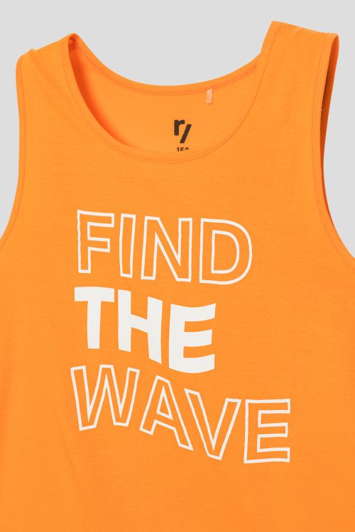 Pomarańczowy t-shirt bez rękawów FIND THE WAVE