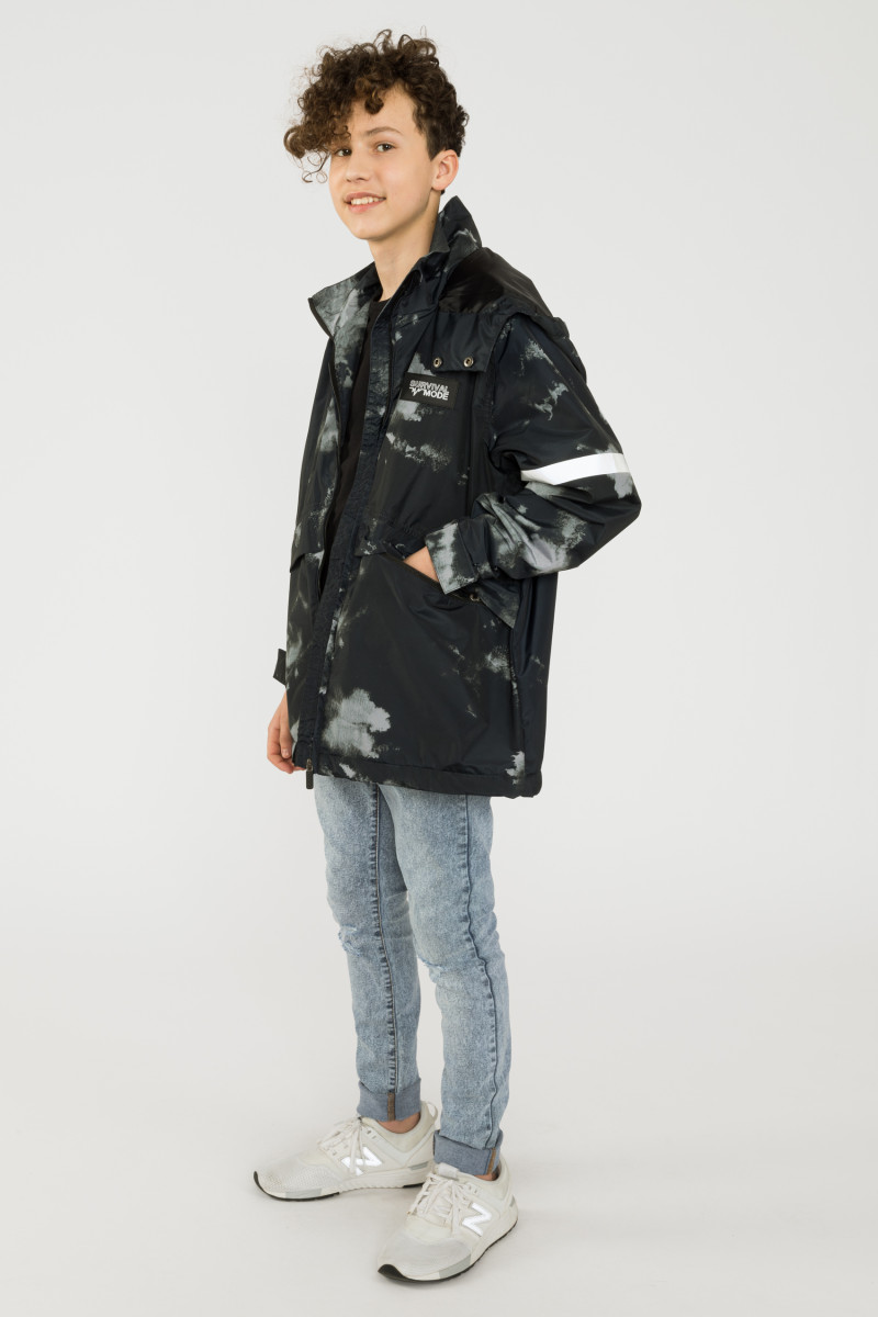 Czarna przejściowa kurtka tie dye