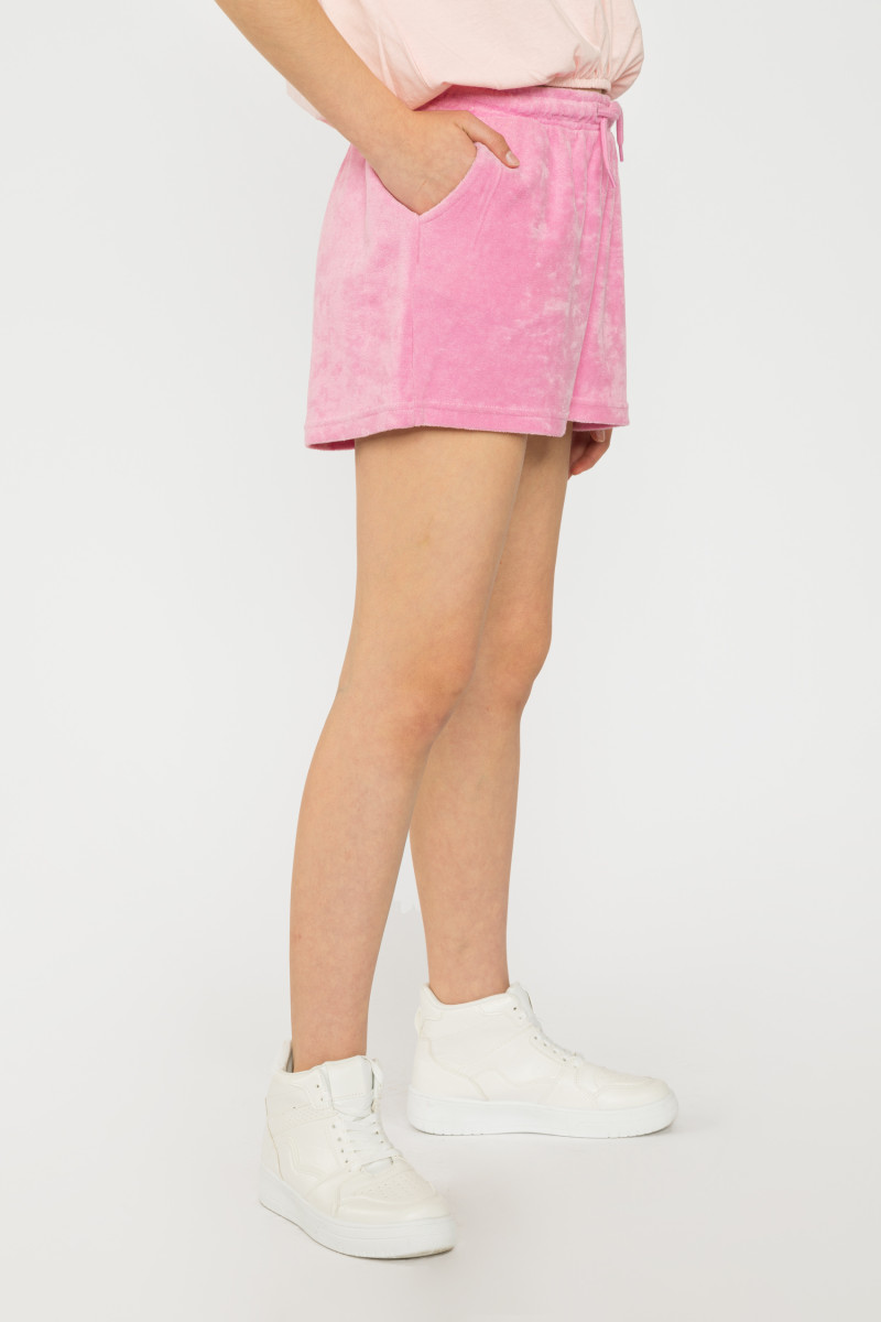 Różowe welurowe krótkie spodenki, różowy