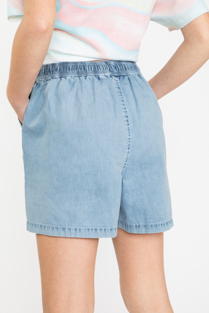 Krótkie jeansowe wiązane spodenki, niebieski