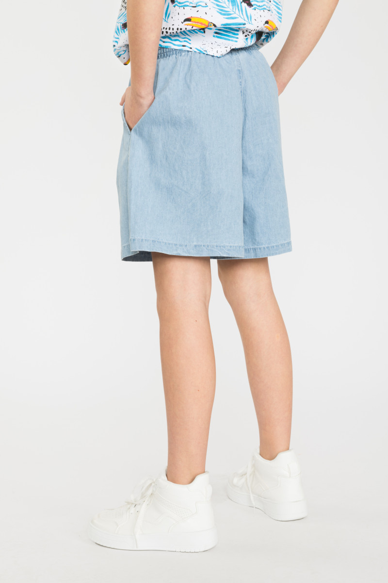 Krótkie jeansowe spodenki na gumce, niebieski