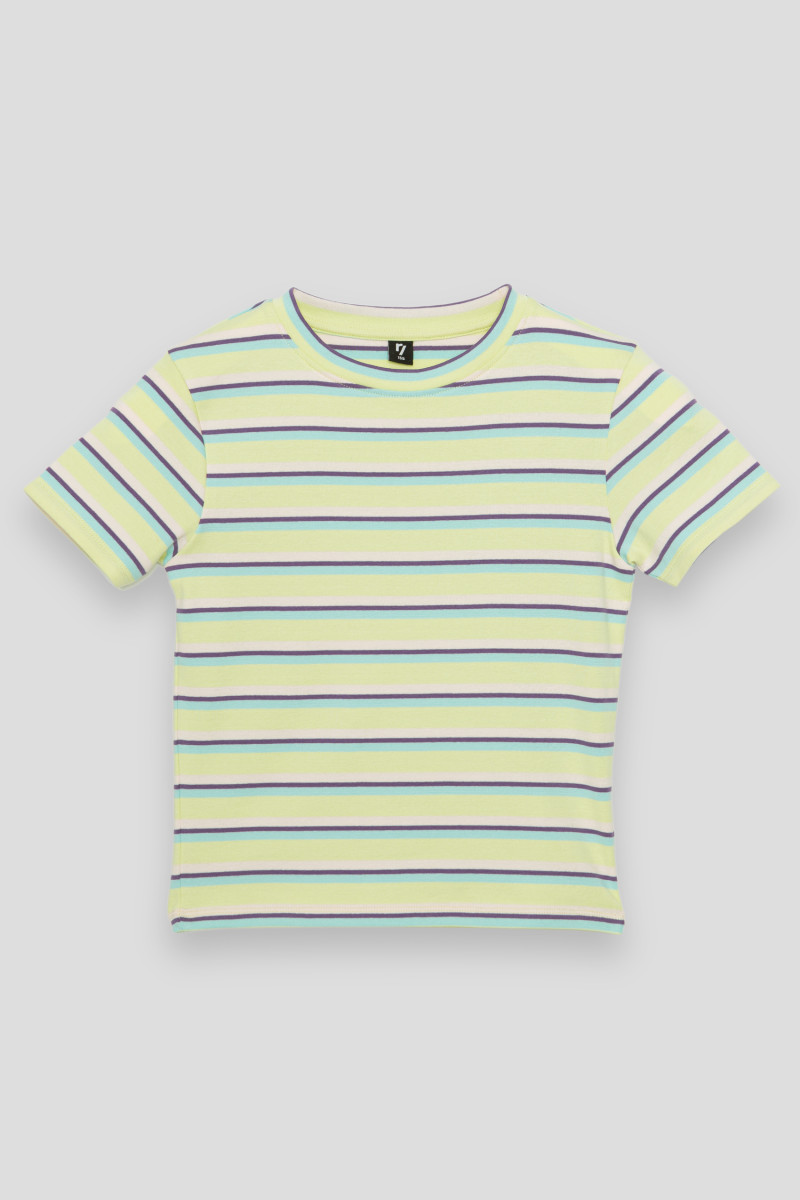 Żółty pastelowy t-shirt w paski