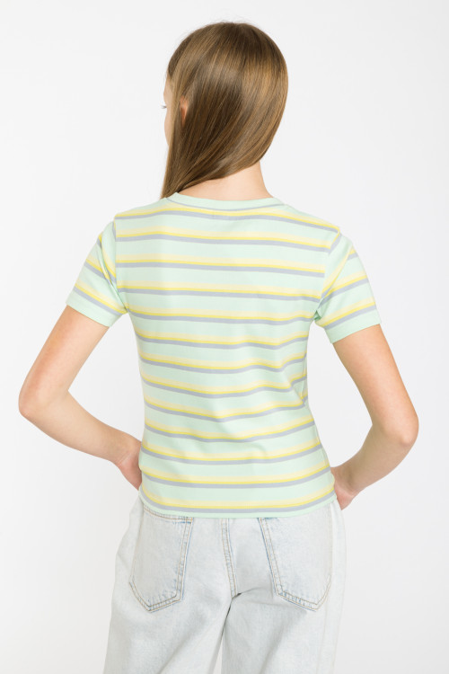 Zielony pastelowy t-shirt w paski