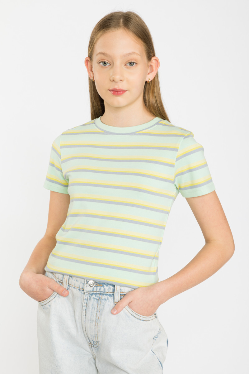 Zielony pastelowy t-shirt w paski