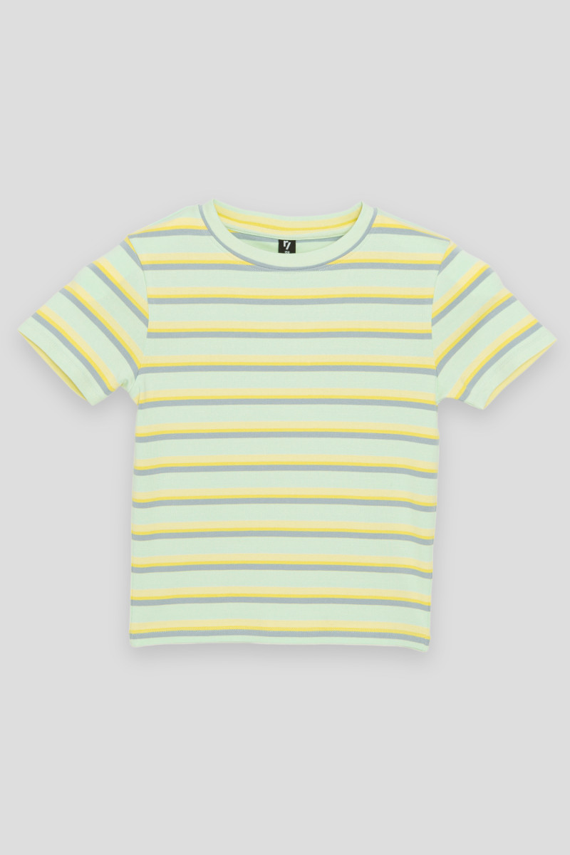 Zielony pastelowy t-shirt w paski