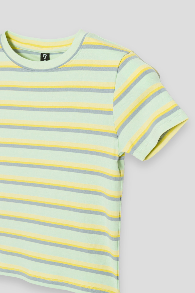 Zielony pastelowy t-shirt w paski