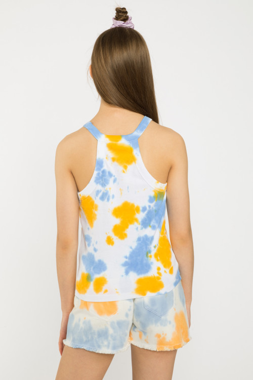 Żółty top na ramiączkach TIE DYE