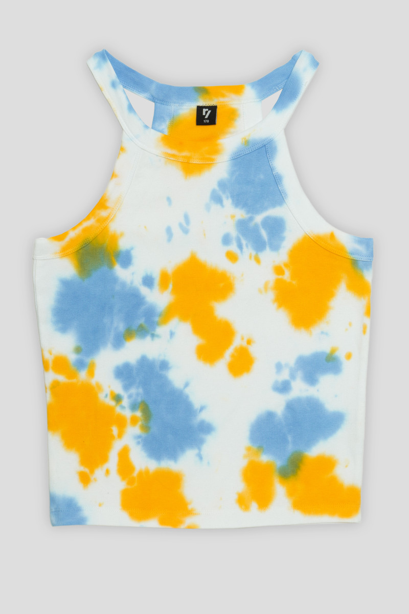 Żółty top na ramiączkach TIE DYE