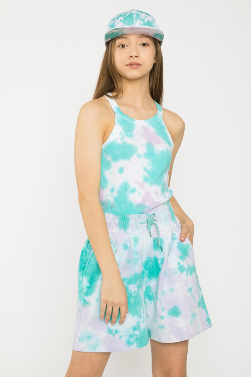 Turkusowy top na ramiączkach TIE DYE