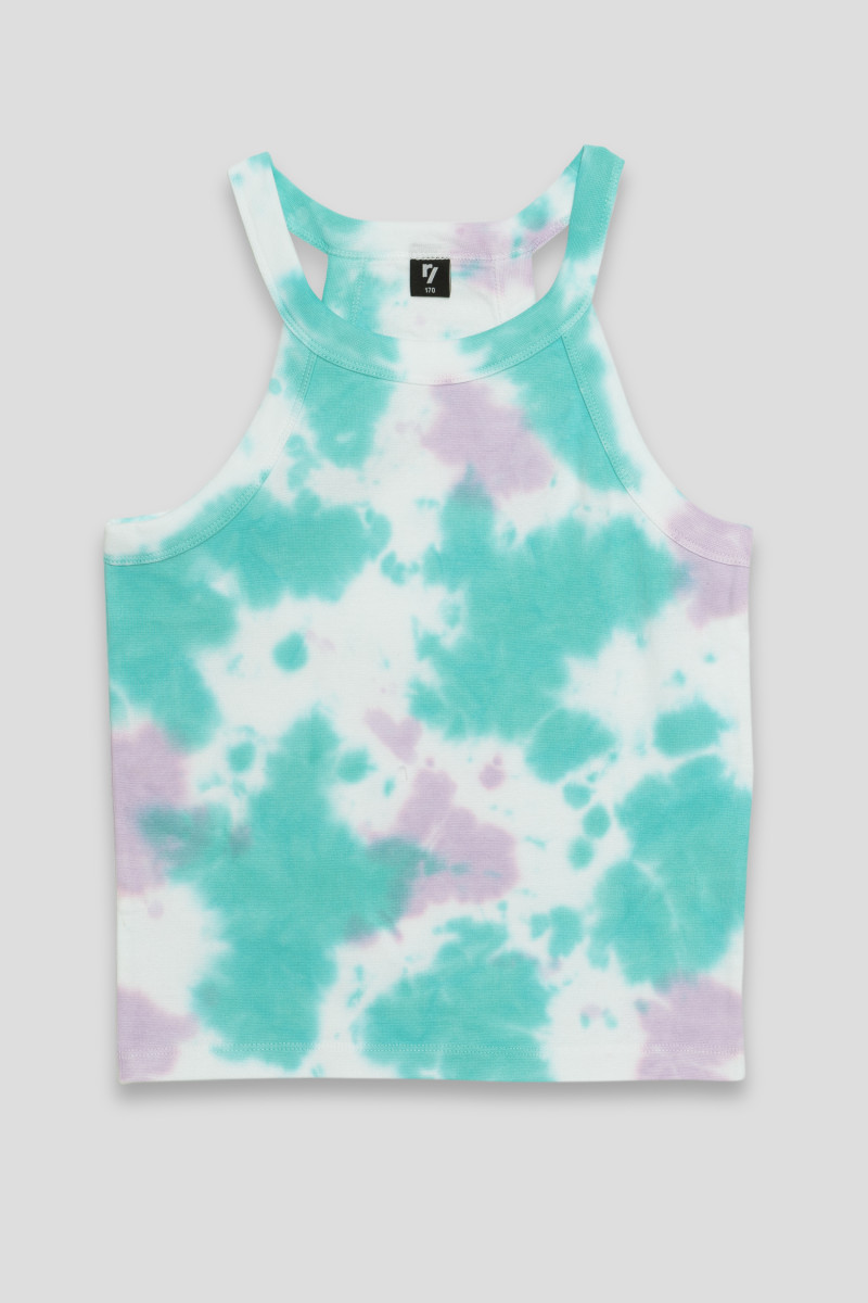 Turkusowy top na ramiączkach TIE DYE