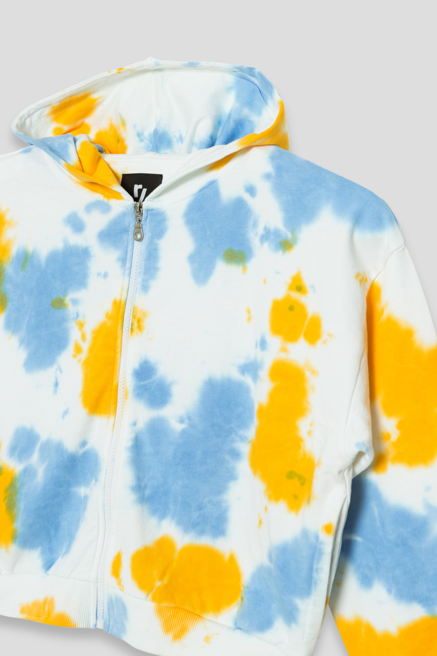 Żółta rozpinana bluza z kapturem TIE DYE