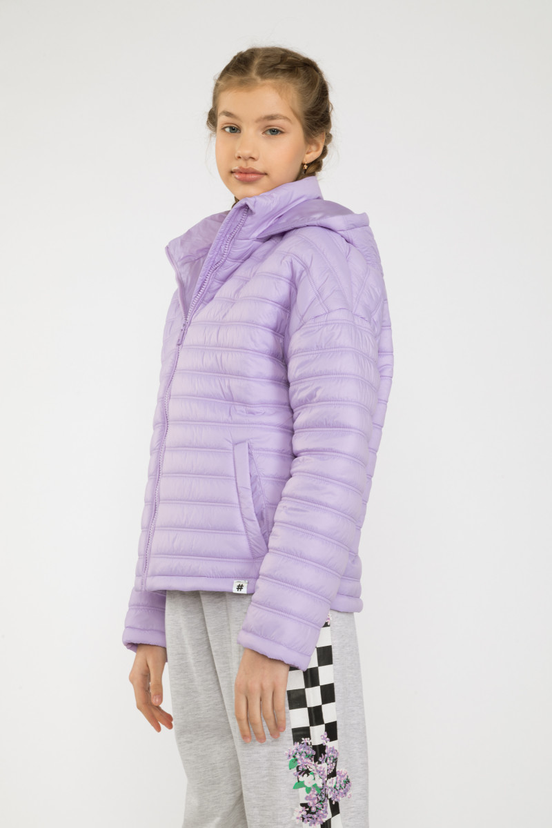 Fioletowa kurtka przejściowa z kapturem dla dziewczyny, fioletowy