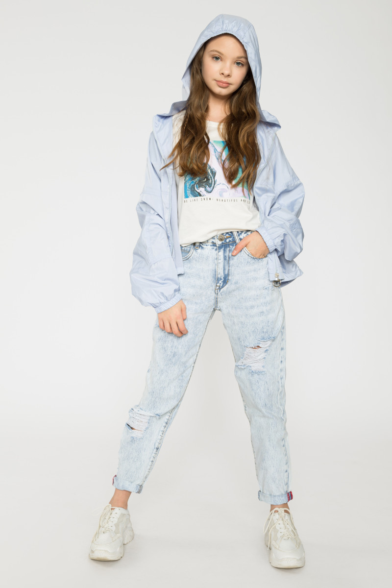 Przejściowa błękitna kurtka dla dziewczyny, błękitny