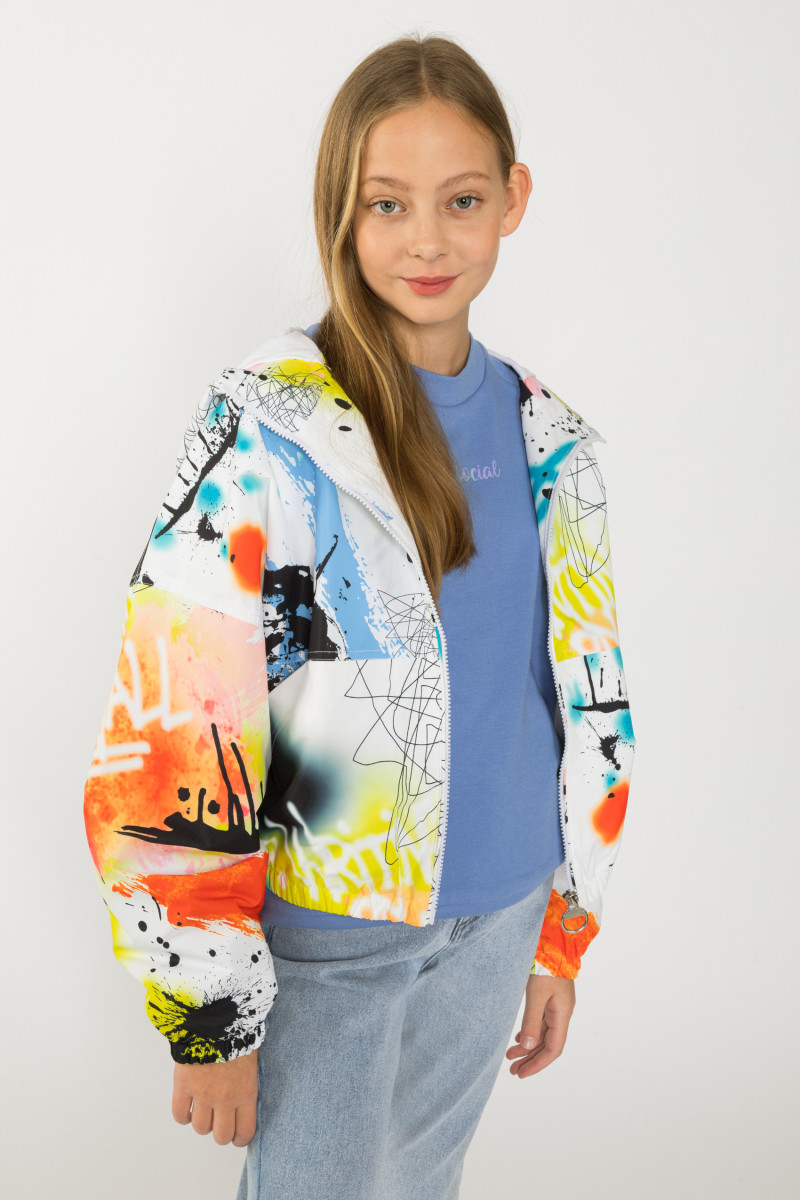 Kolorowa kurtka przejściowa dla dziewczyny, multikolor