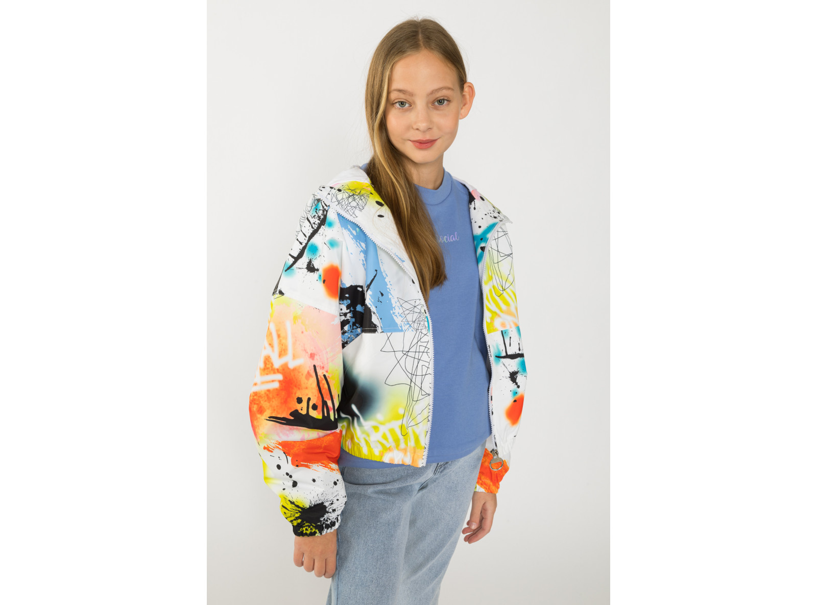 Kolorowa kurtka przejściowa dla dziewczyny