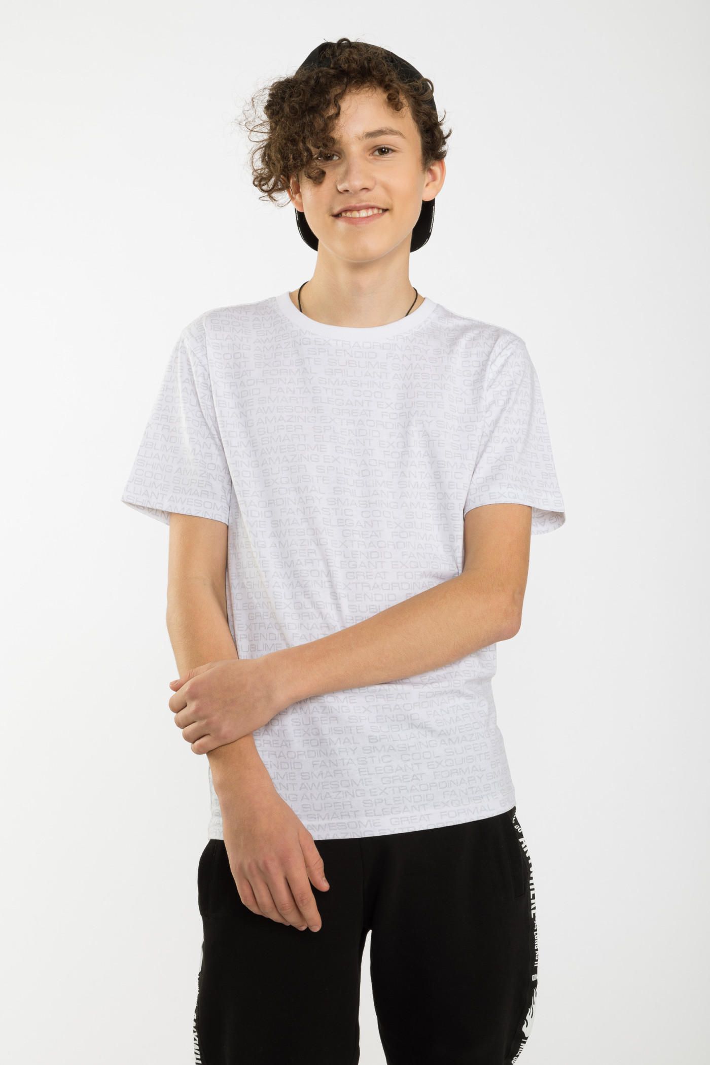 Biały T-shirt z napisami