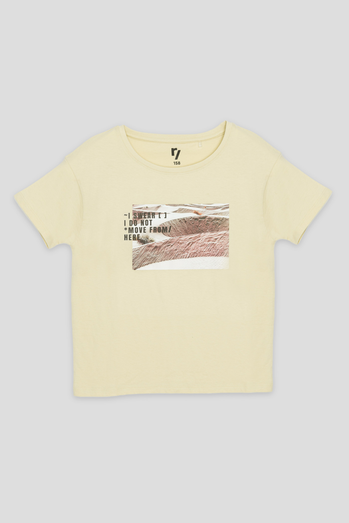 Beżowy T-shirt z nadrukiem dziewczęcy | Reporter 