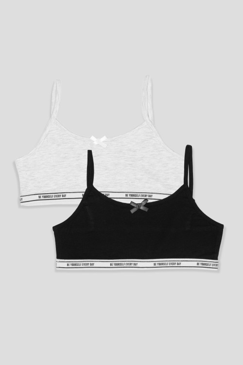 Czarno-biały top z ozdobną kokardką 2-PAK