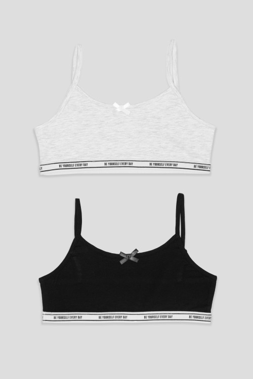 Czarno-biały top z ozdobną kokardką 2-PAK