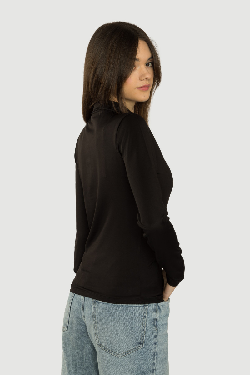 Czarna koszula z marszczeniem, czarny