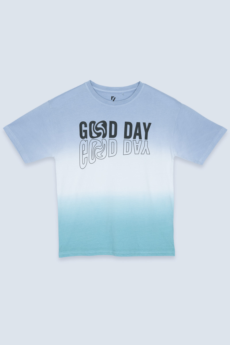 Wielobarwny T-shirt oversize z napisem