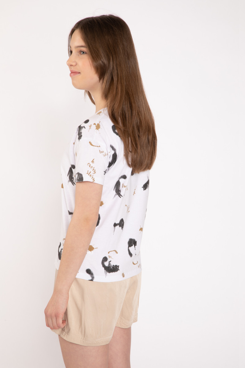 Biały T-shirt z nadrukami