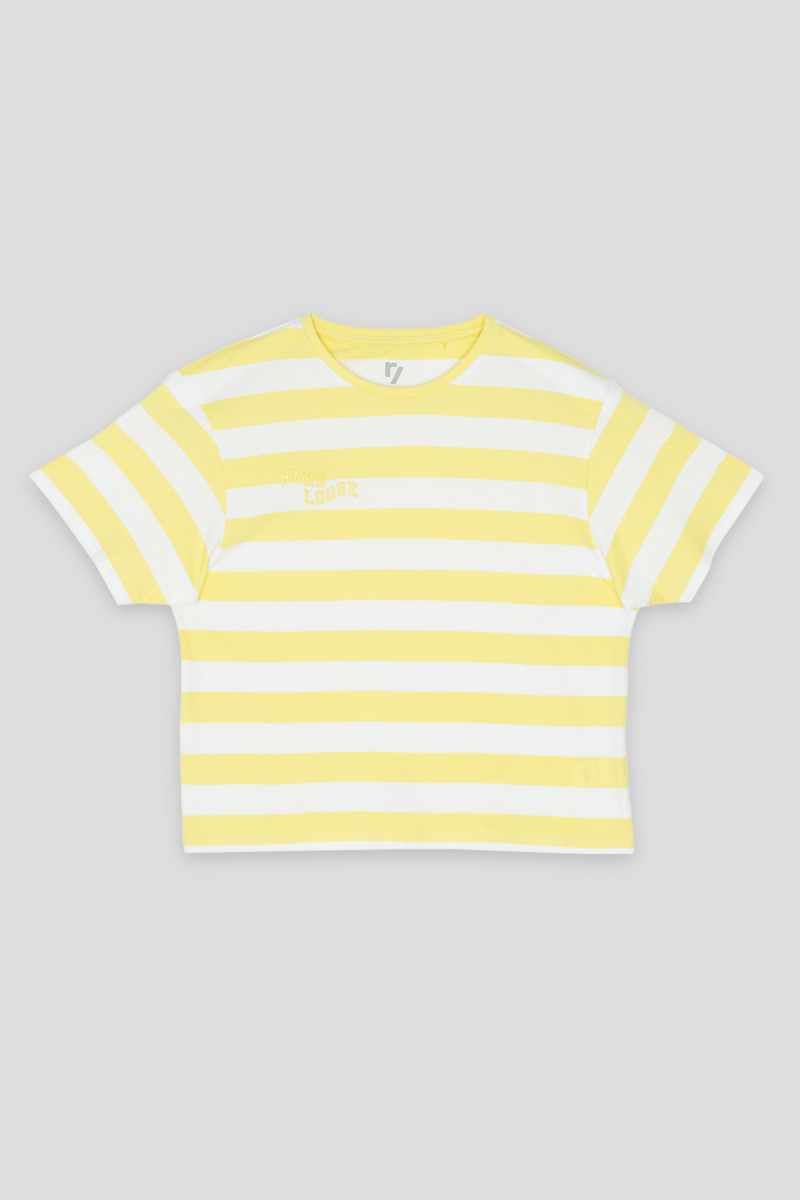 T-shirt w żółto-białe pasy