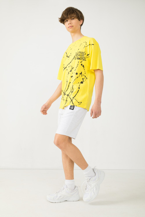 Szare prążkowane krótkie spodenki dresowe chłopięce | Reporter 