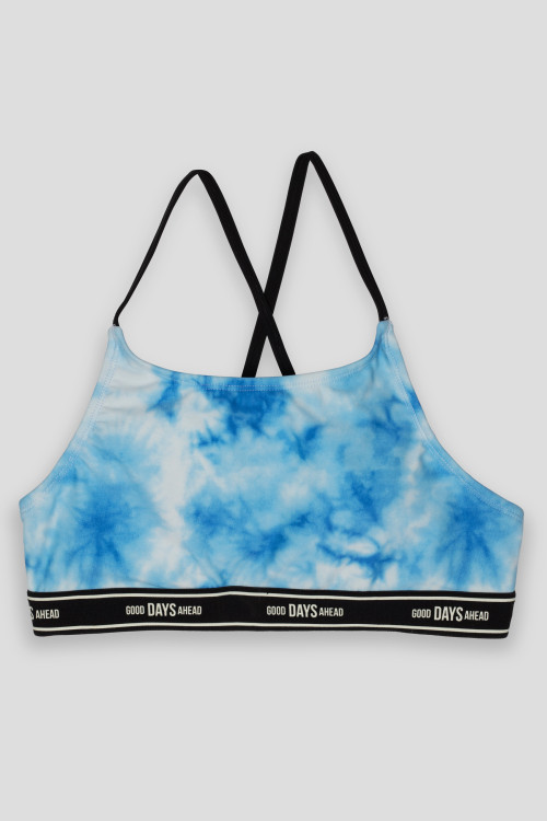 Niebieski strój kąpielowy dwuczęściowy tie dye