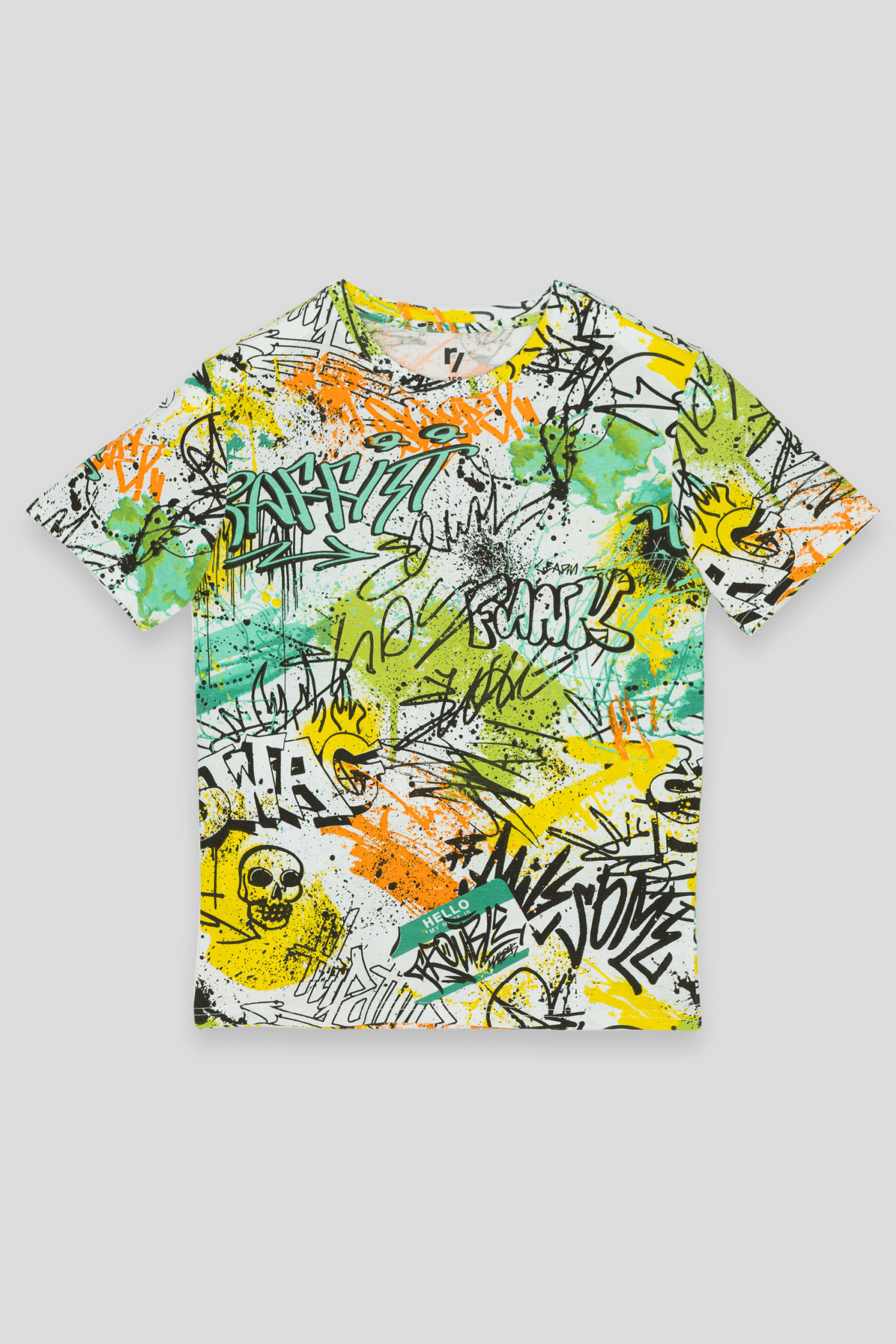 Wielobarwny T-shirt z motywem graffiti