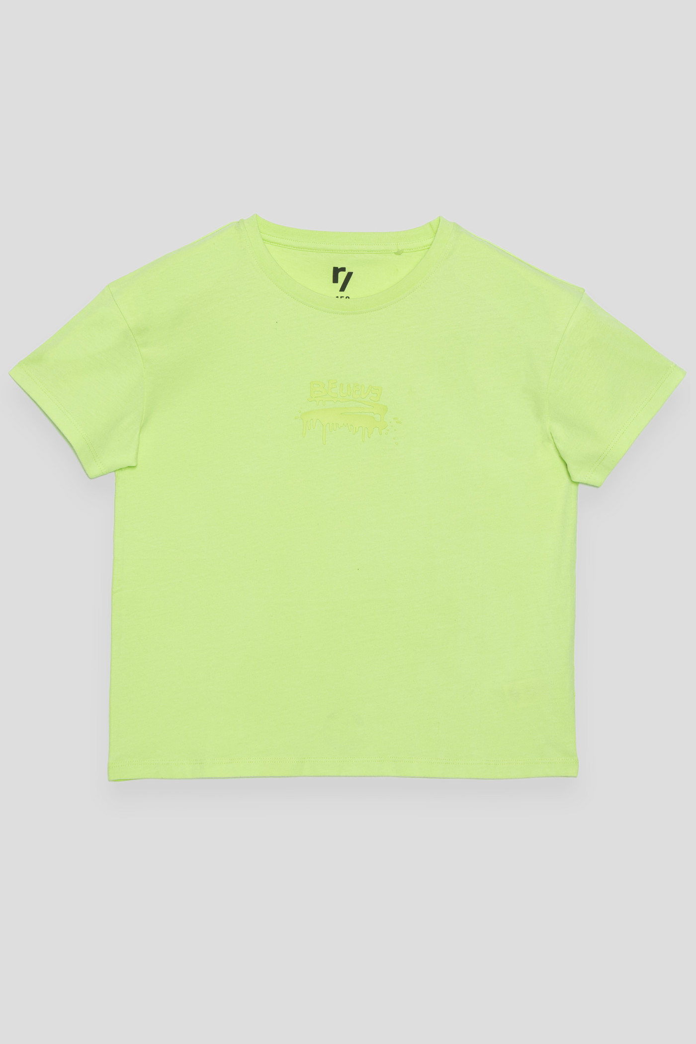 Limonkowy T-shirt z wypukłym nadrukiem