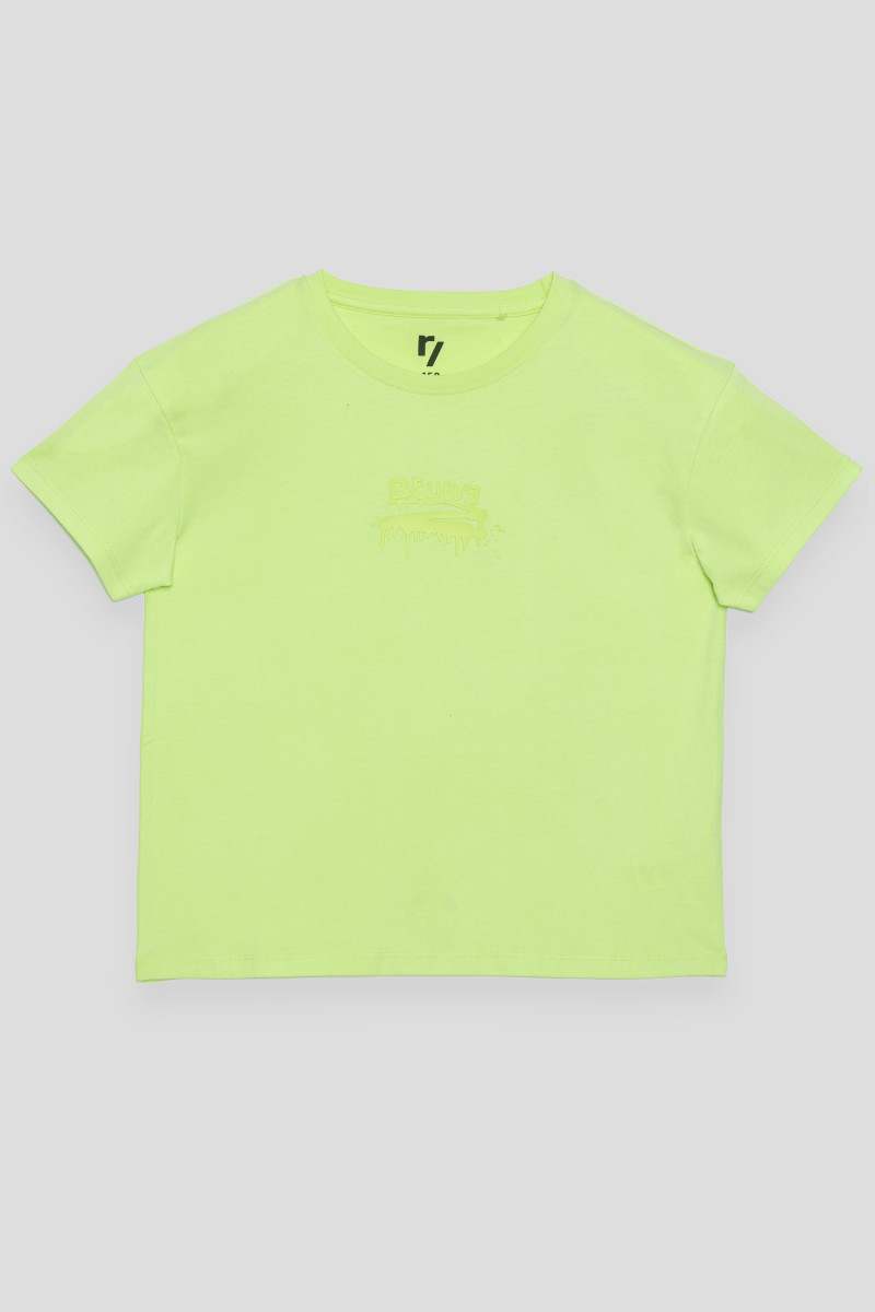 Limonkowy T-shirt z wypukłym nadrukiem