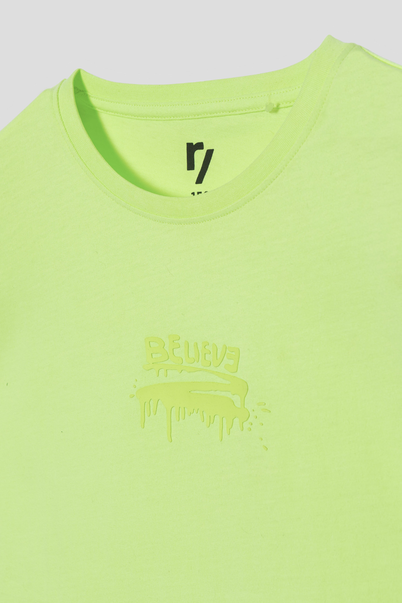 Limonkowy T-shirt z wypukłym nadrukiem