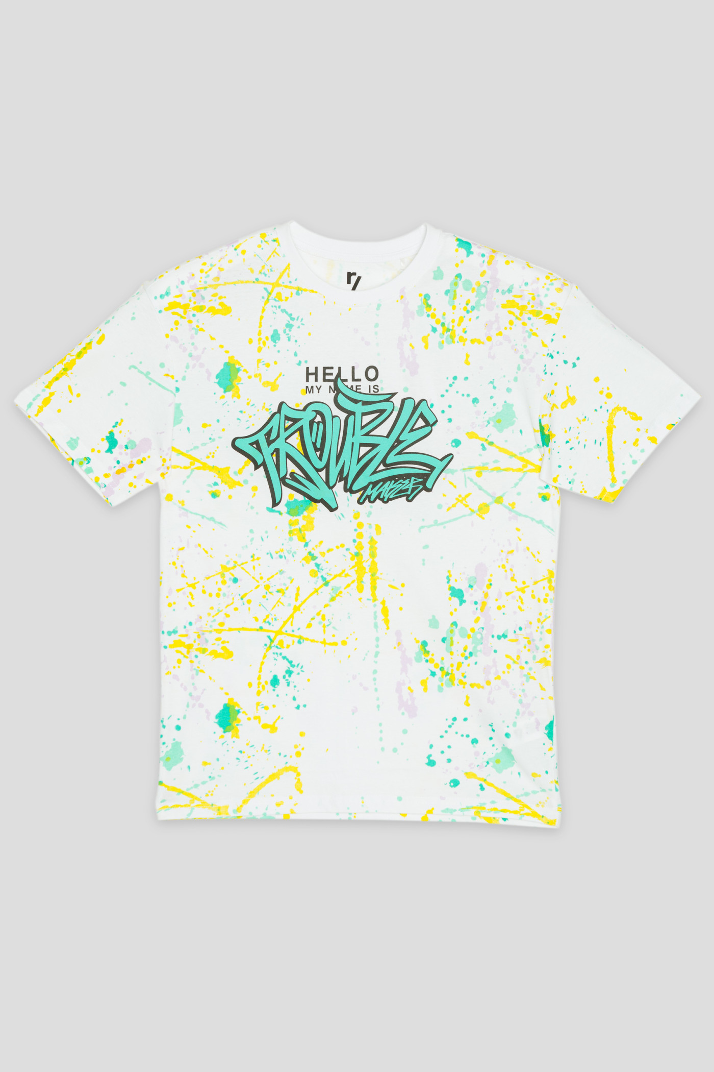 Biały T-shirt oversize z nadrukami graffiti