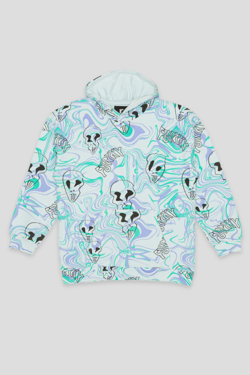 Wielobarwna bluza dresowa oversize z kapturem i nadrukami