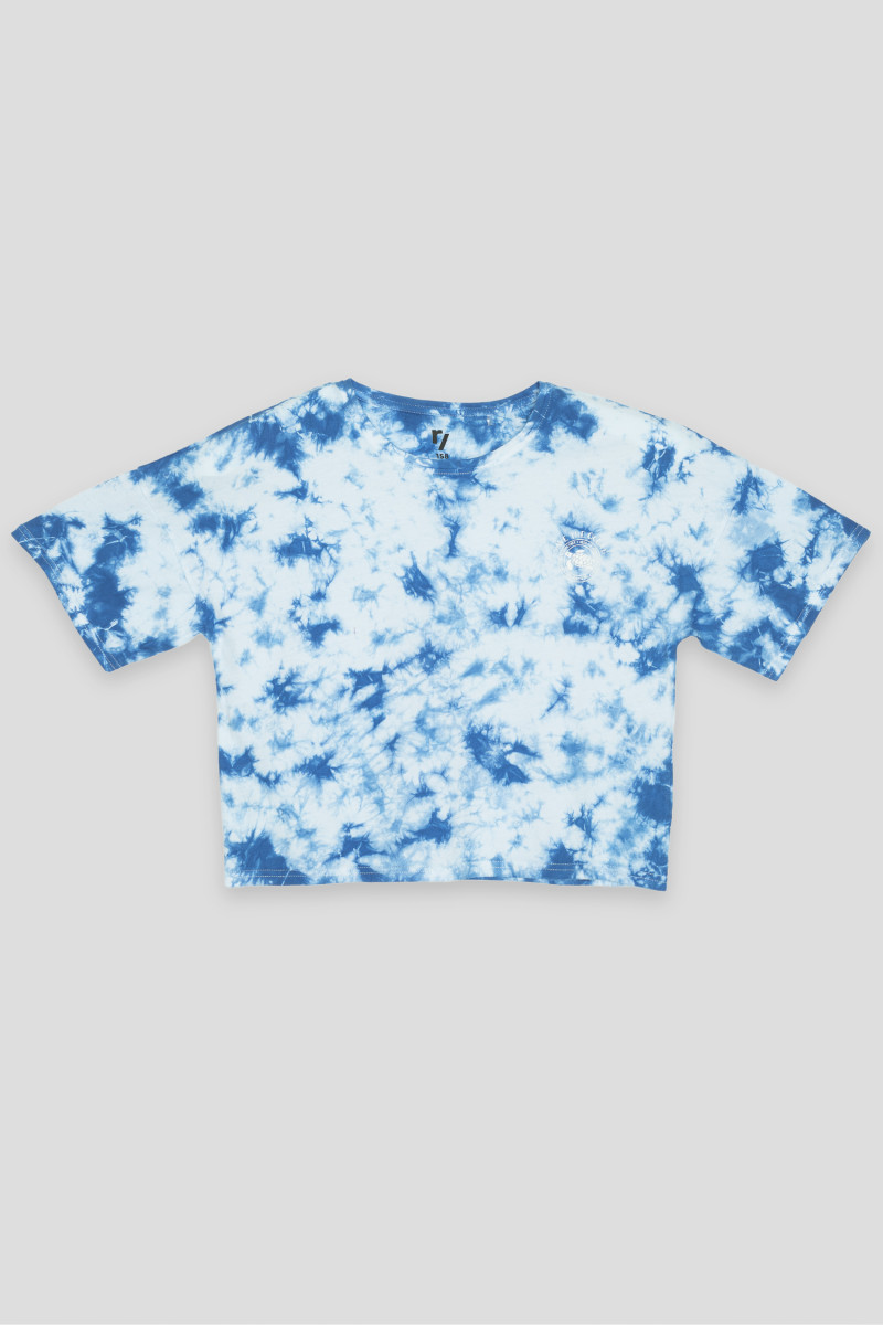 Niebieski T-shirt TIE DYE  z nadrukiem