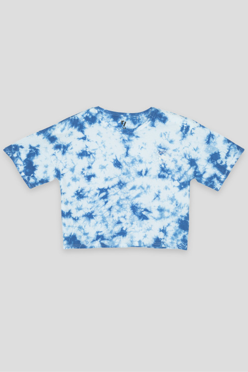 Niebieski T-shirt TIE DYE  z nadrukiem
