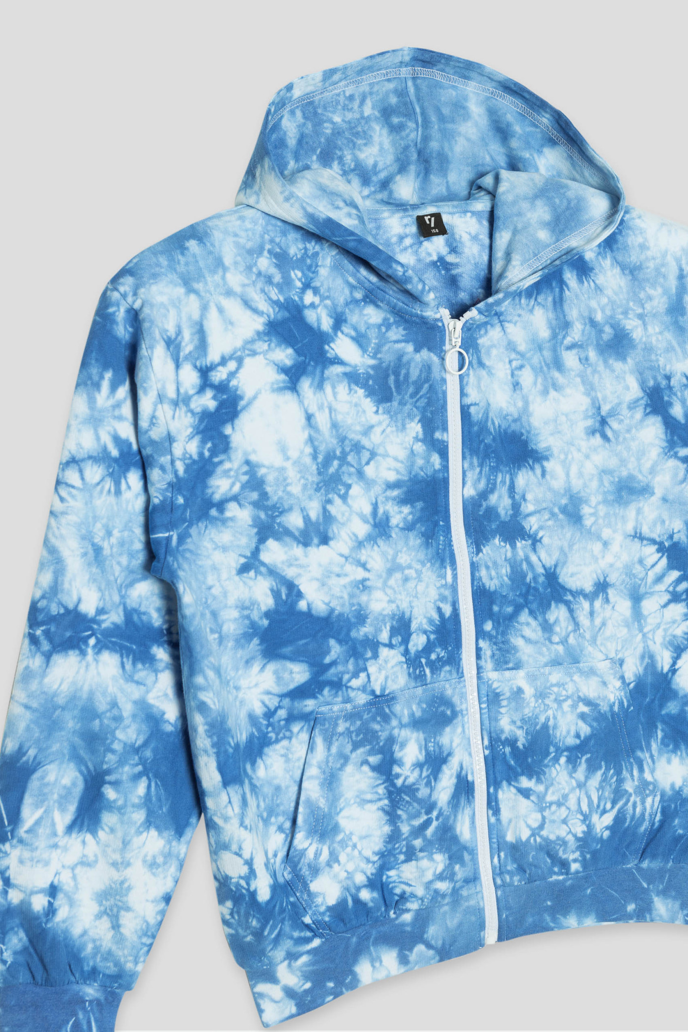 Niebieska rozpinana bluza dresowa z kapturem TIE DYE